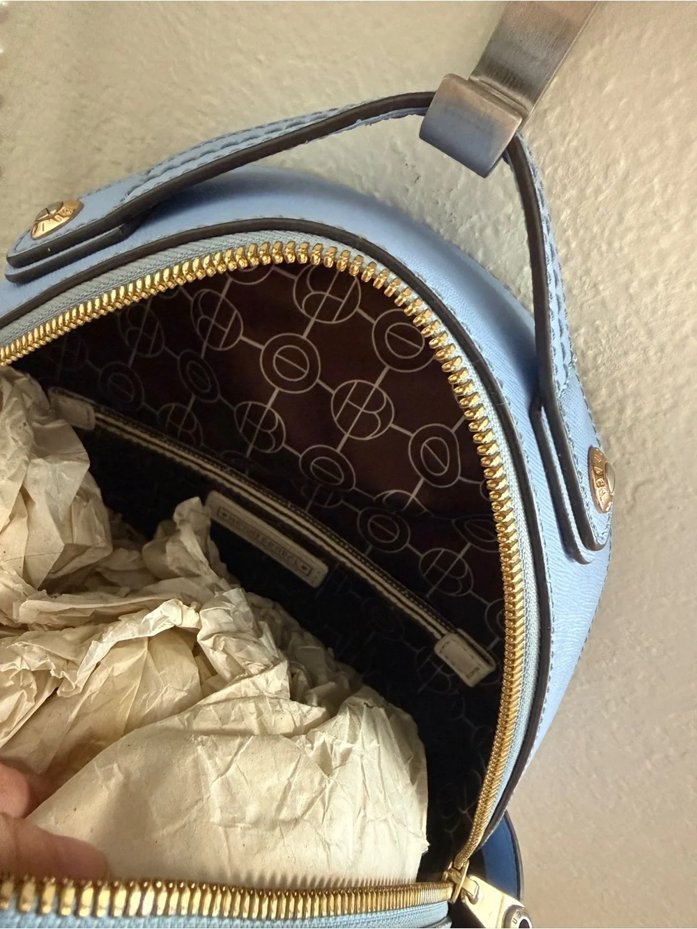 Henri Bendel Sky Blue Leather Mini Backpack
